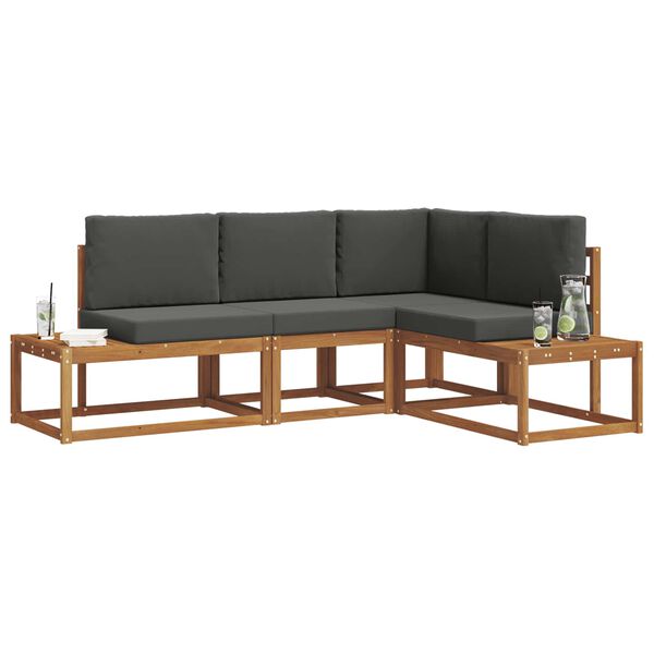 vidaXL Set di divani da esterno 4 Pezzo Naturale e Antracite