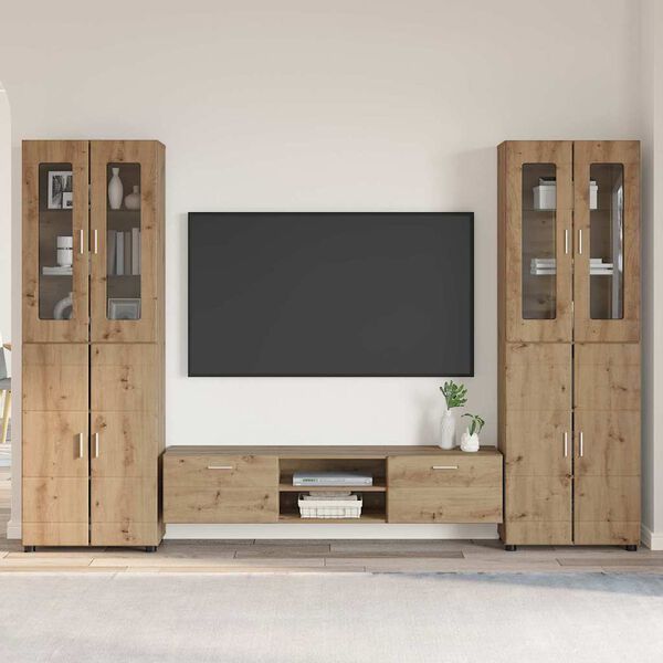 vidaXL Set mobile TV FLORIN Rovere artigianale Legno multistrato