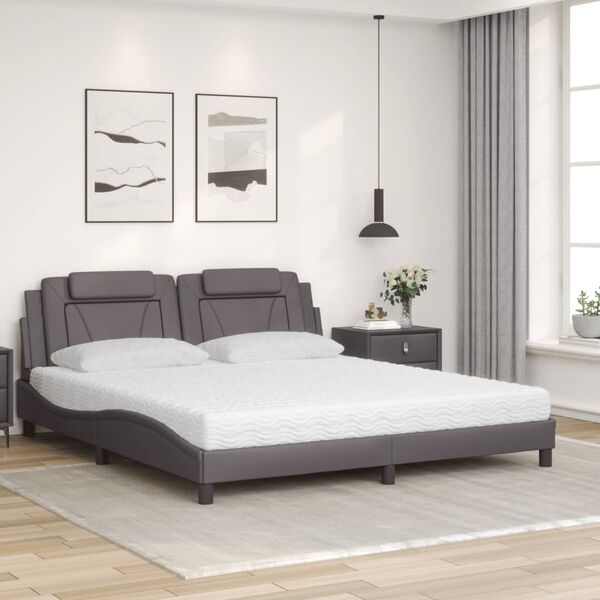 vidaXL Letto Viana con Materasso Grigio 180x200 cm in Similpelle
