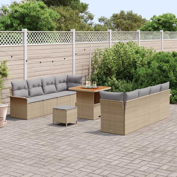 vidaXL Set Divano da Giardino con cuscino 11 pcs Beige e Grigio Chiaro
