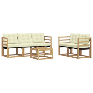 vidaXL Set di divani da esterno 6 pz Bianco e Crema