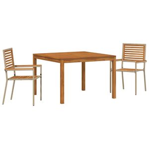vidaXL Set da Pranzo per Giardino 3 pz Beige Legno di Acacia Massello