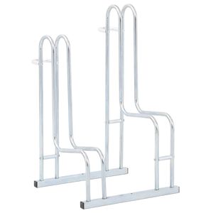 vidaXL Supporto per 2 Bici da Pavimento Autoportante Acciaio Zincato