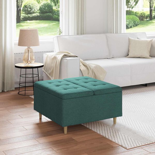 vidaXL Pouf contenitore Verde Scuro 80 x 80 x 45 cm Tessuto