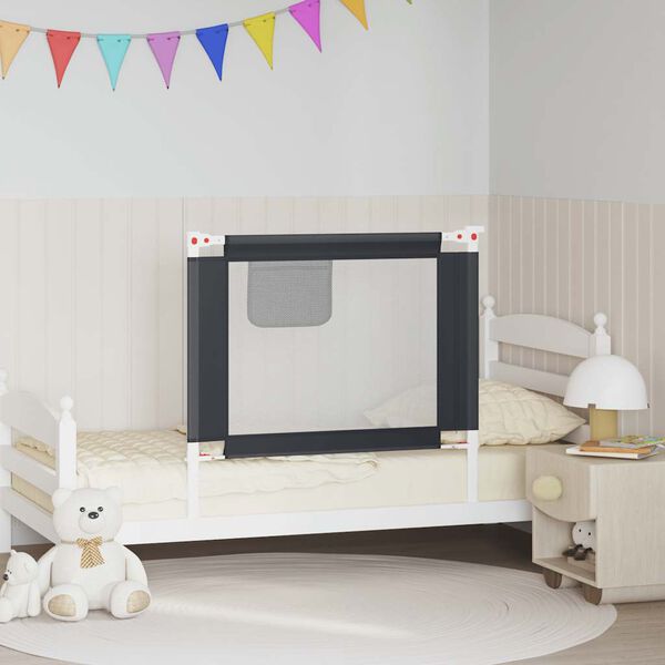 vidaXL Sponda Letto Sicurezza Bambini Grigio Scuro 90x25 cm Tessuto