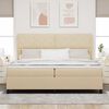 vidaXL Letto a molle con materasso Crema 200 x 200 cm Tessuto