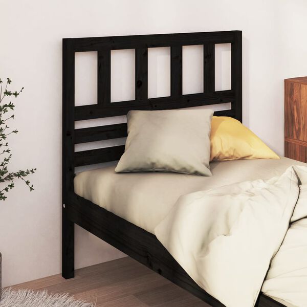 vidaXL Testiera per Letto Nera 106x4x100 cm in Legno Massello di Pino