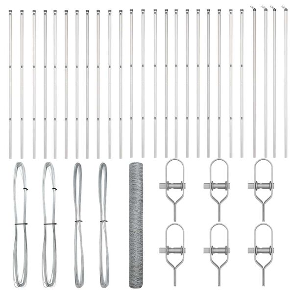 vidaXL Palo della recinzione Argento 50 x 1 m (griglia 50 mm) Acciaio