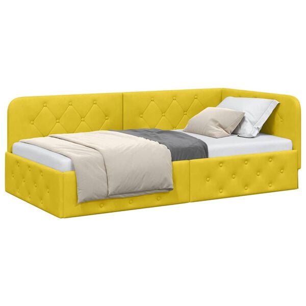 vidaXL Cornice del letto ad angolo Giallo 90 x 190 cm Velluto