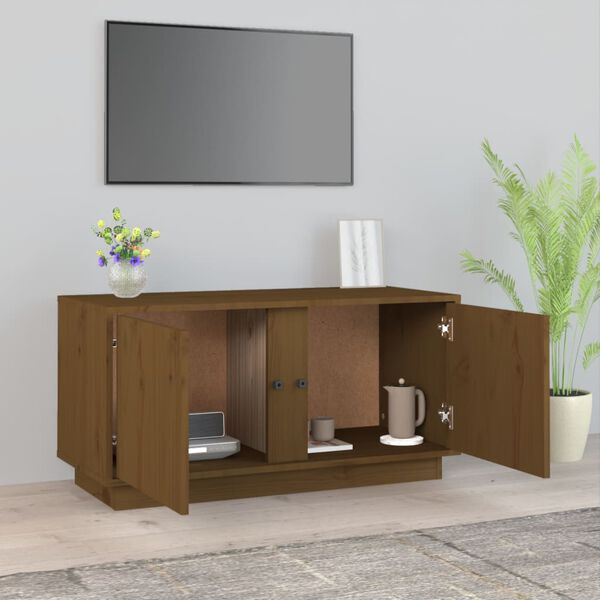 vidaXL Mobile Porta TV ambra 80x35x40,5 cm in Legno Massello di Pino