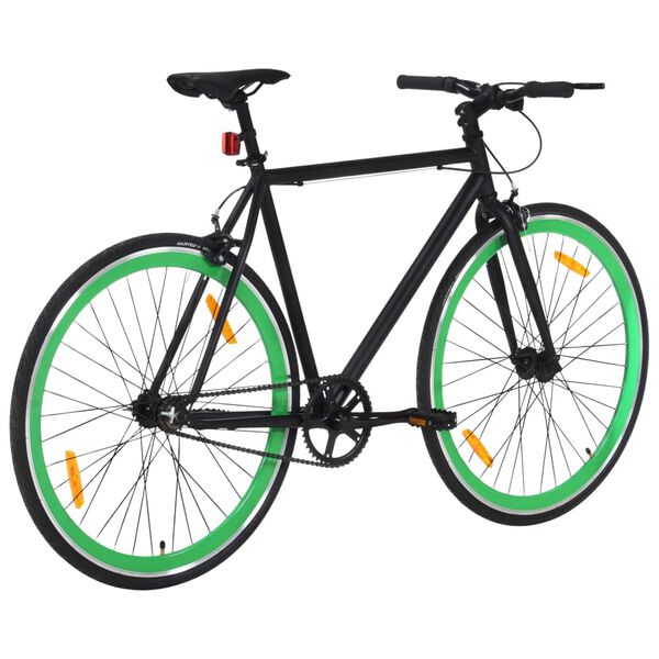 vidaXL Bicicletta a Scatto Fisso Nera e Verde 700c 55 cm
