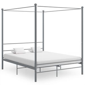 vidaXL Letto a Baldacchino Grigio in Metallo 160x200 cm