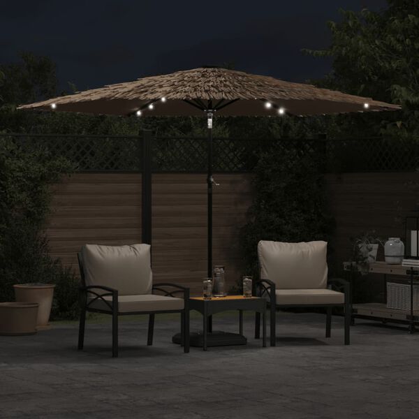 vidaXL Ombrellone Giardino LED e Palo in Acciaio Marrone 288x288x225cm