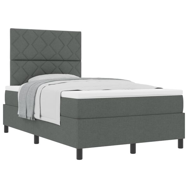 vidaXL Letto a molle con materasso Grigio scuro 120 x 200 cm Tessuto