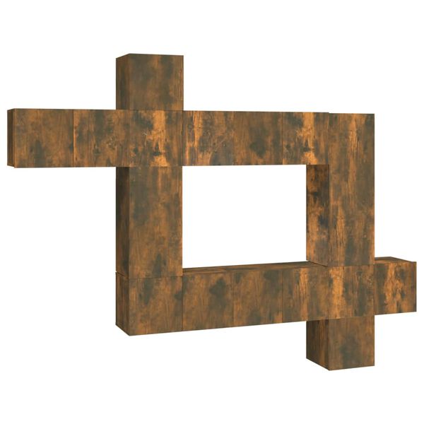 vidaXL Set Mobili Porta TV 10 pz Rovere Fumo in Legno Multistrato