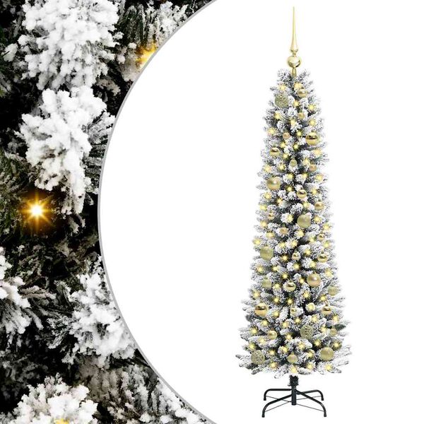 vidaXL Albero di Natale artificiale con 150 LED Verde e bianco 150 cm