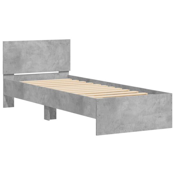 vidaXL Giroletto e Testiera Grigio Cemento 90x190 cm Legno Multistrato