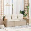 vidaXL Set Divano da Giardino 3 pz con Cuscini Beige in Polyrattan