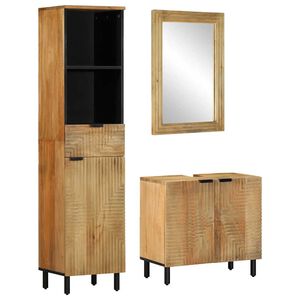 vidaXL Set Mobili da Bagno 3pz Marrone in Legno Massello di Mango