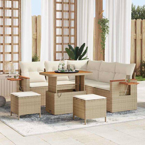 vidaXL Set Divano da Giardino con cuscino 8 pcs Beige e Crema