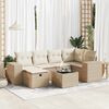 vidaXL Set Divani da Giardino 7 pz con Cuscini Beige in Polyrattan