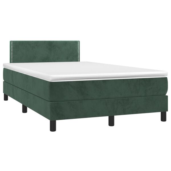 vidaXL Letto a Molle con Materasso e LED Verde Scuro 120x200cm Velluto