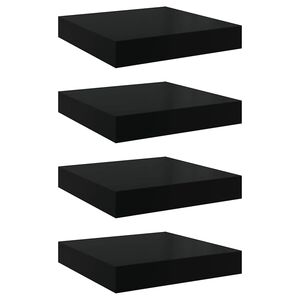 vidaXL Scaffali a Parete 4 pz Nero Lucido 23x23,5x3,8 cm in MDF