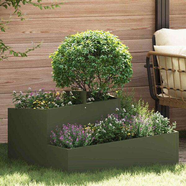 vidaXL Vaso da giardino Verde oliva 80 x 80 x 50 cm