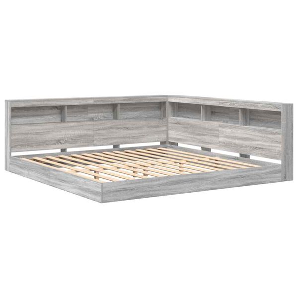vidaXL Letto Libreria Grigio sonoma 180 x 200 cm Legno multistrato