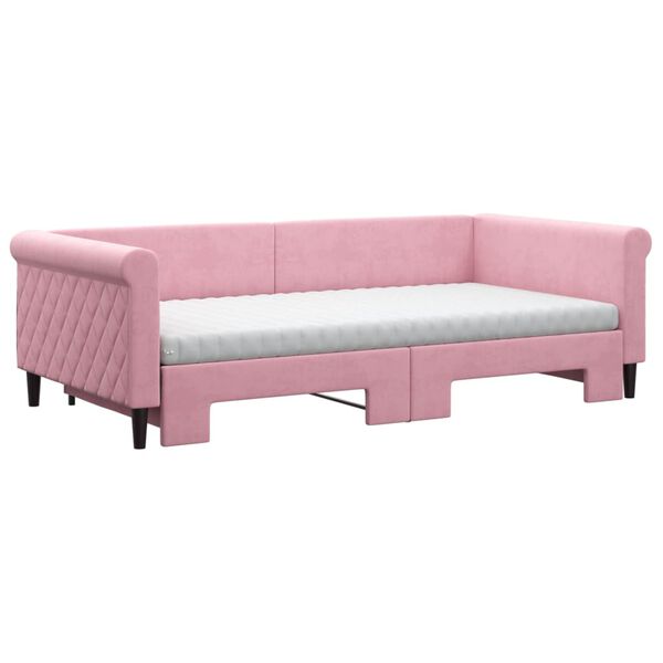 vidaXL Divano Letto Estraibile con Materassi Rosa 100x200 cm Velluto