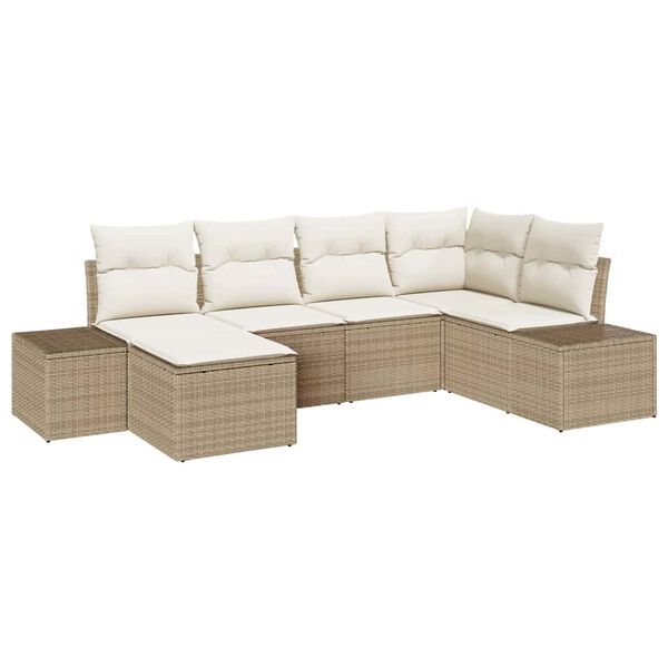 vidaXL Set Divano da Giardino 6 pcs Beige e Crema polyrattan