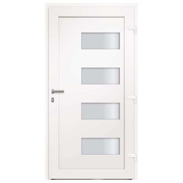 vidaXL Porta d'Ingresso in Alluminio e PVC Bianco 100x200 cm