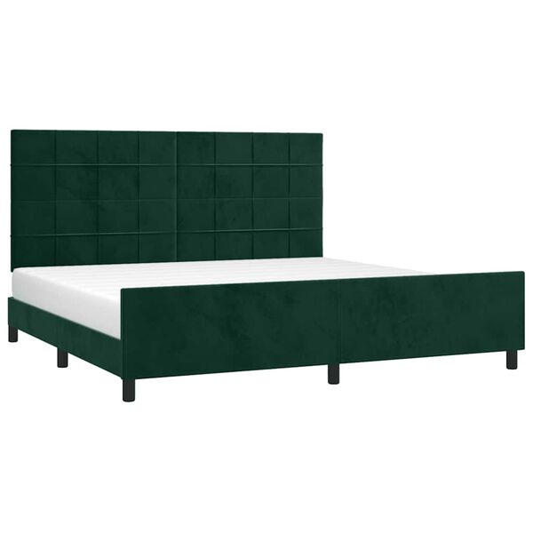 vidaXL Giroletto senza Materasso Verde Scuro 200x200 cm in Velluto