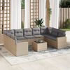 vidaXL Set Divano da Giardino 10 pz con Cuscini Beige in Polyrattan