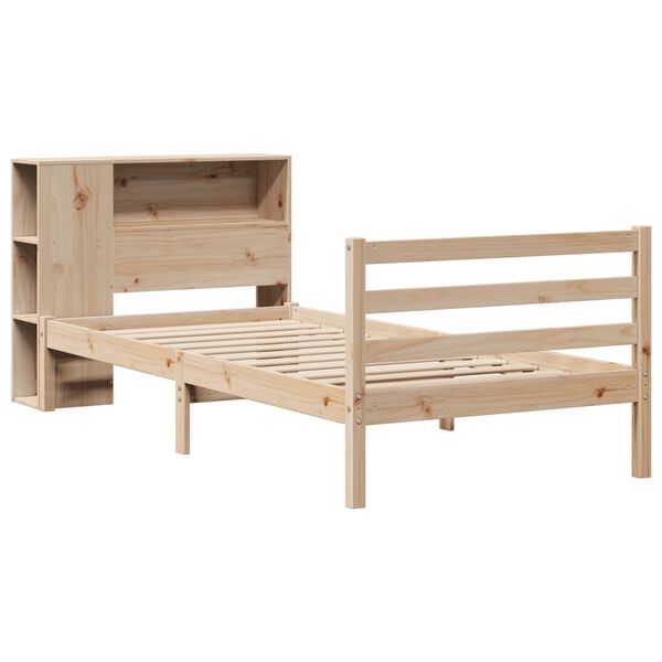 vidaXL Giroletto con Libreria senza Materasso 75x190 cm in Legno Pino
