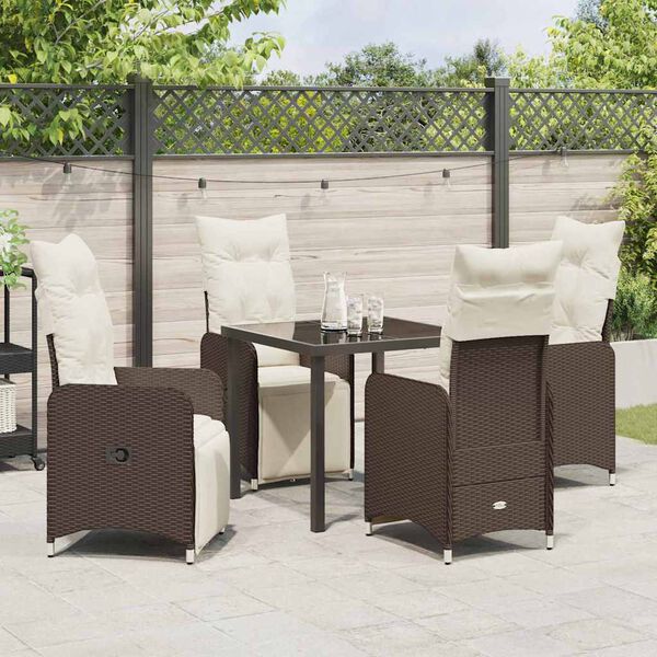 vidaXL Set da Pranzo per Giardino 5 pcs Marrone Poly Rattan