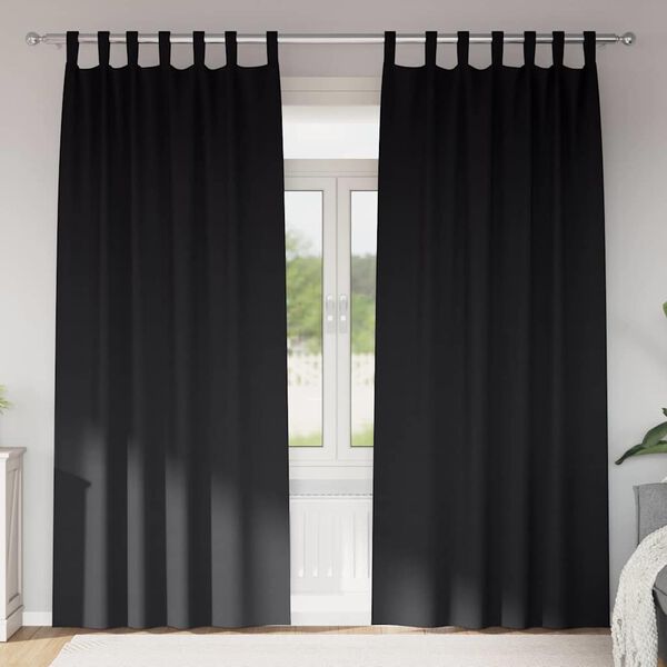 vidaXL Tende Blackout con Anelli 2 pcs Nero 225 x 140 cm Poliestere