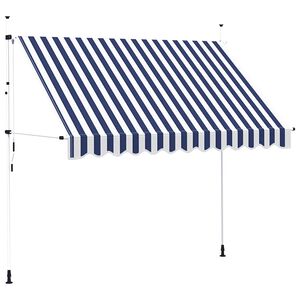 vidaXL Tenda da Sole Retrattile Manuale 300 cm a Strisce Blu e Bianche