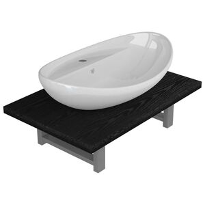 vidaXL Set Mobili da Bagno 2 pz Ceramica Nero