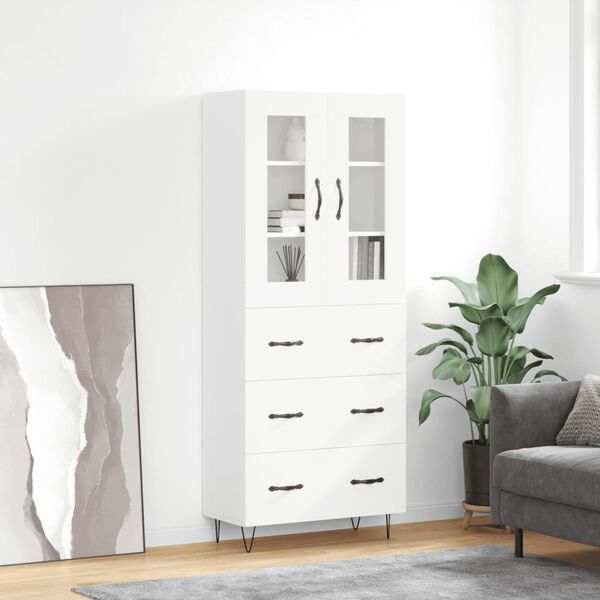 vidaXL Credenza Bianca 69,5x34x180 cm in Legno Multistrato