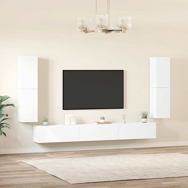 vidaXL Set di Mobili Porta TV 7 pz Bianco in Legno Multistrato