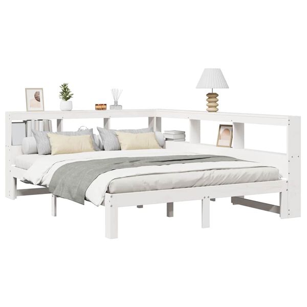 vidaXL Letto Libreria senza Materasso Bianco 160x200 cm Legno di Pino