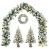 vidaXL Set mini alberi di Natale 45 cm 125 LED Bianco caldo PVC