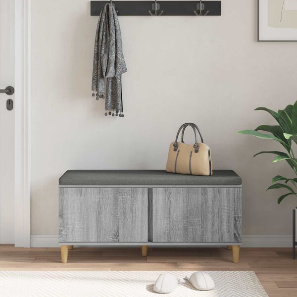 vidaXL Panca per ingresso con cuscino Grigio Sonoma 60 x 38 x 46 cm