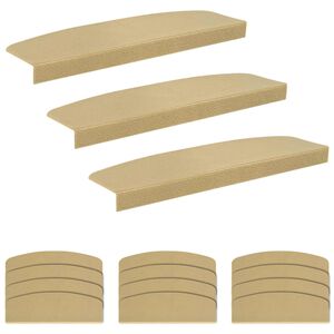 vidaXL Tappeti per scale 15 pz 65 x 21 x 4 cm Beige Poliestere