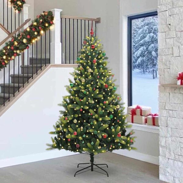 vidaXL Albero di Natale Artificiale a Cerniera con 300 LED 240 cm
