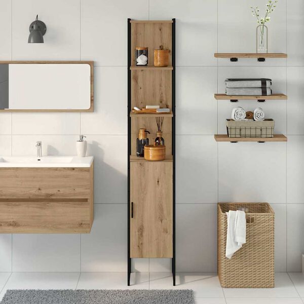 vidaXL Mobile da Bagno con porta rovere artigianale 33 x 33 x 185,5 cm