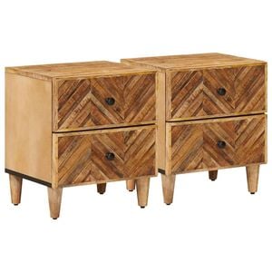vidaXL Comodino 2 pz Marrone 40 x 33,5 x 46 cm Legno di mango massello