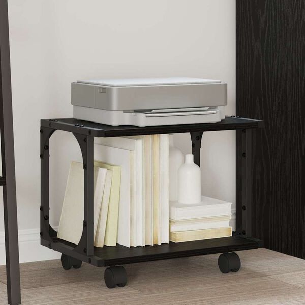 vidaXL Supporto per Stampante Rovere Nero 41 x 28 x 33.5 cm