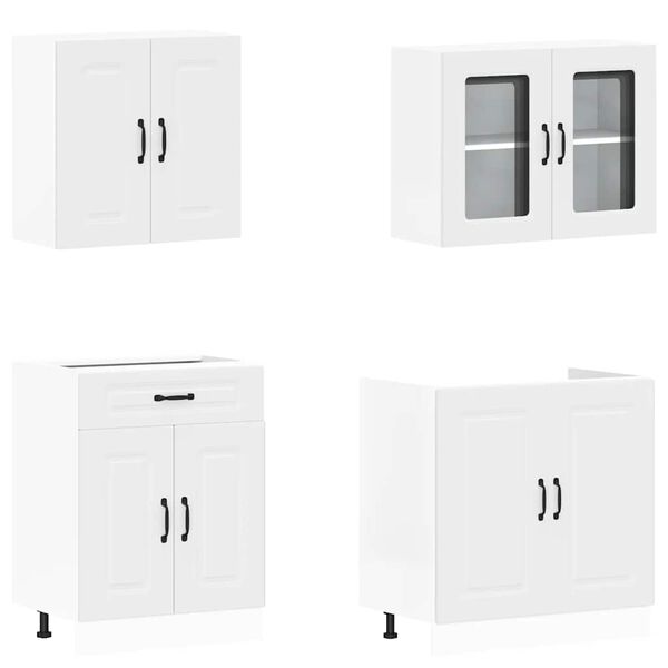vidaXL Set Mobili da Cucina 4 pz Kalmar Bianchi Legno Multistrato